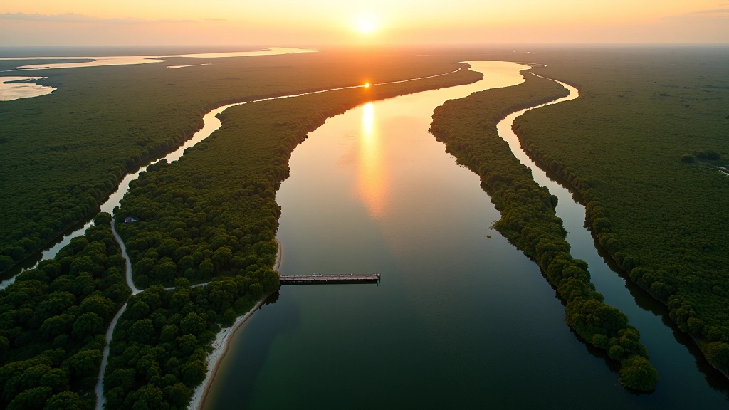 Mapa panorámico del sendero del delta mostrando las tres rutas principales y puntos de referencia